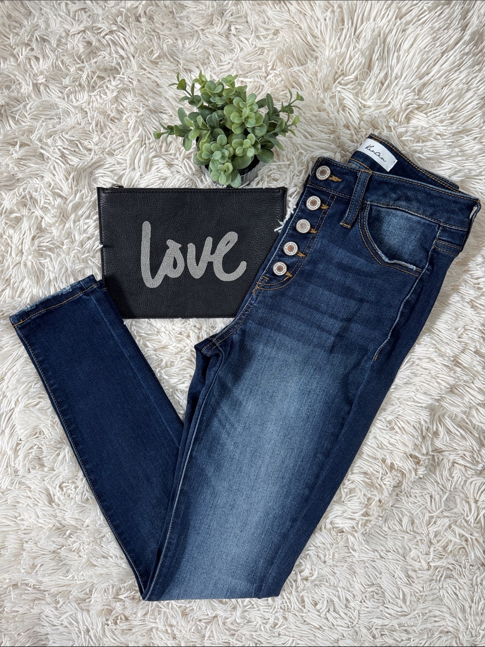 KanCan High-Rise Button-Fly Skinny Jeans 💗 Dark Blue